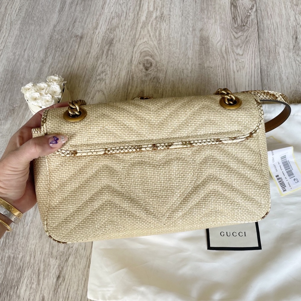 SOLD▪️Gucci Marmont Raffia Snake Crossbody Bag - Picture 4 of 15